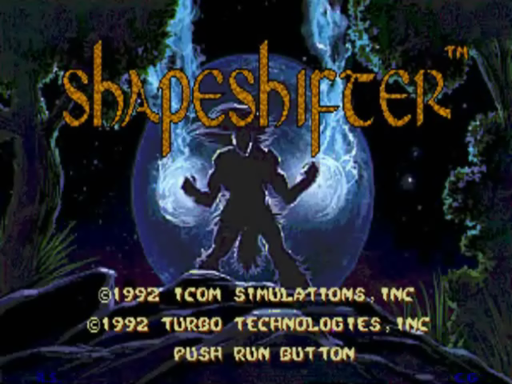 Shape Shifter title screen for PC Engine CD